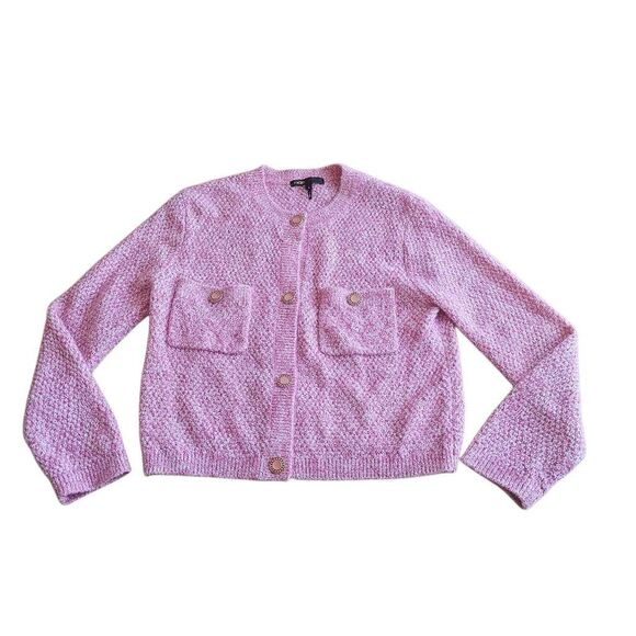Maje womens Sz 1 usa S pink Marguerita cardigan sweater - Picture 2 of 7